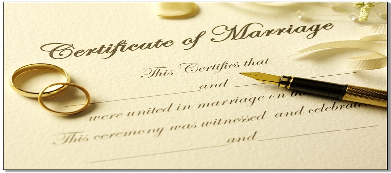 Certificado de matrimonio